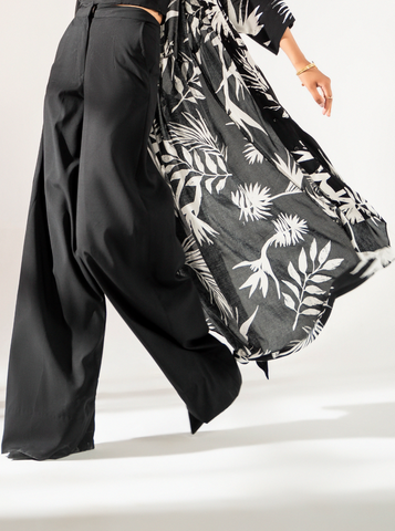 Plain Black Long Elegant Boski Linen Pants