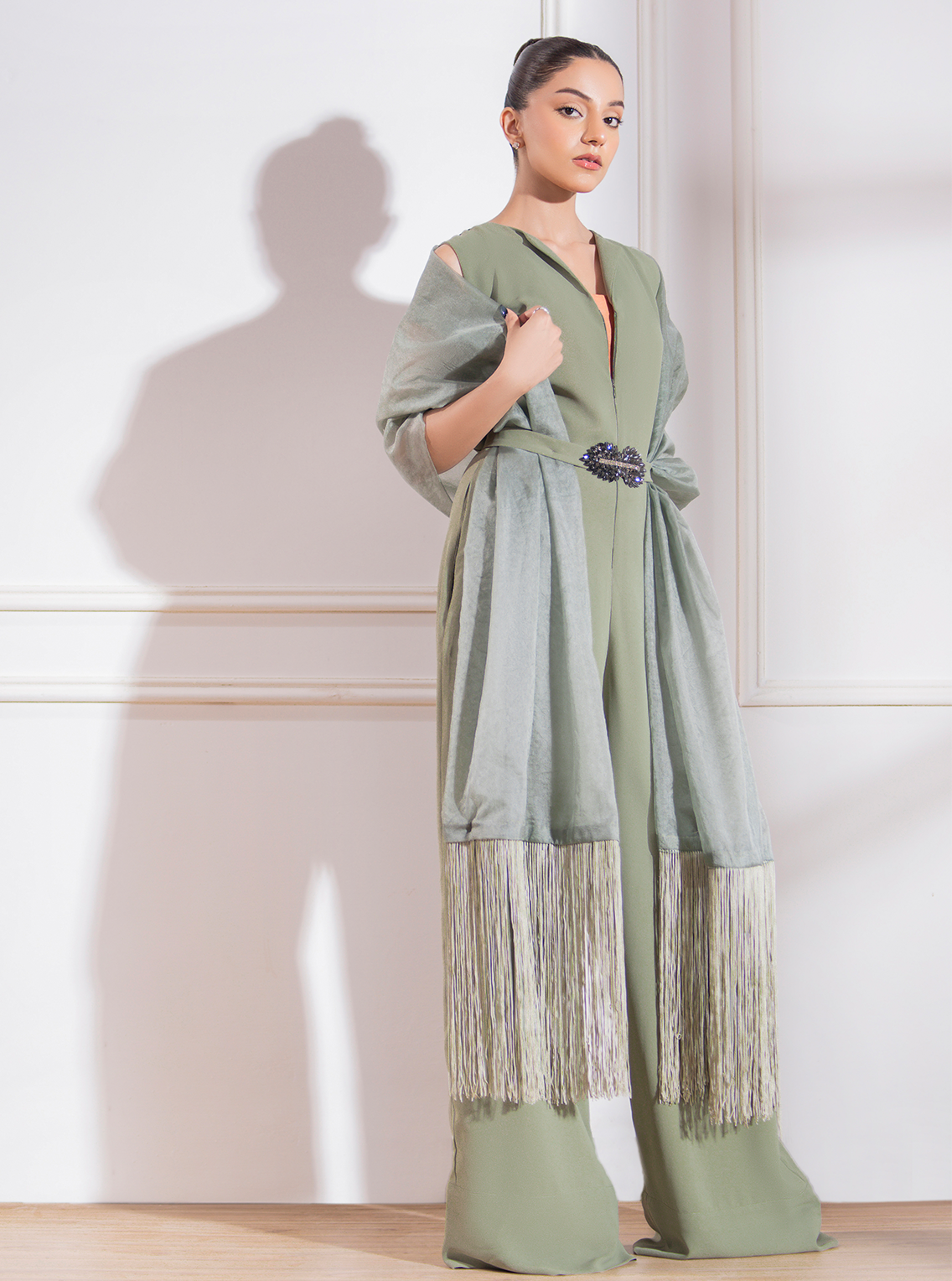 Sage Green Tassel Dupatta